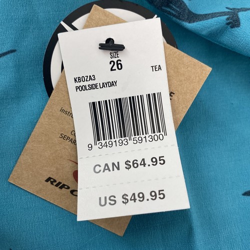 NWT Rip Curl Boys' Big Poolside Layday Teal Size 26 - Picture 2 of 2