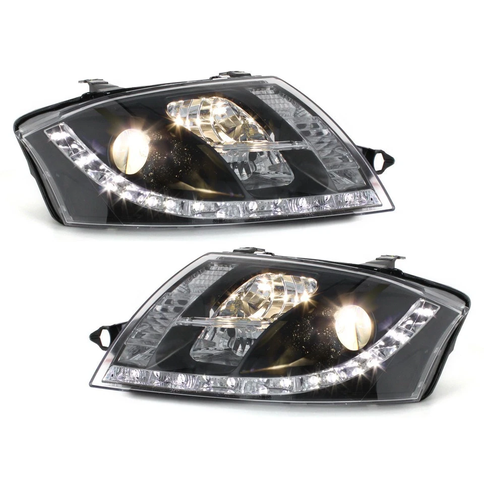 LED TAGFAHRLICHT-OPTIK SCHEINWERFER SCHWARZ FÜR AUDI TT 8N 98-06 LINKS RECHTS - Bild 2 von 4