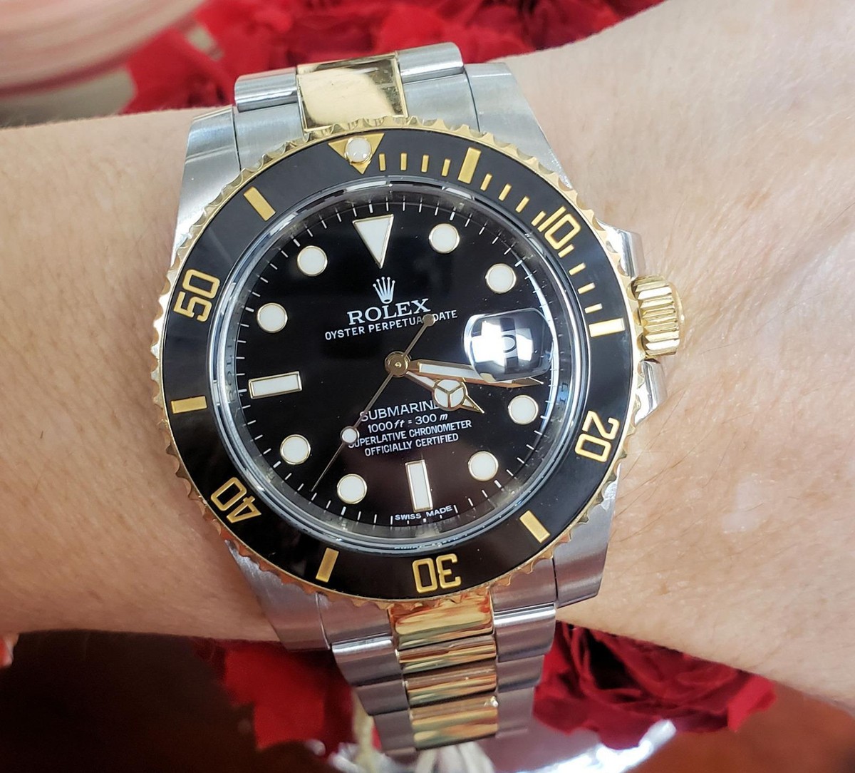 40mm Factory Rolex Submariner Ceramic Two Tone 18k Steel Oyster