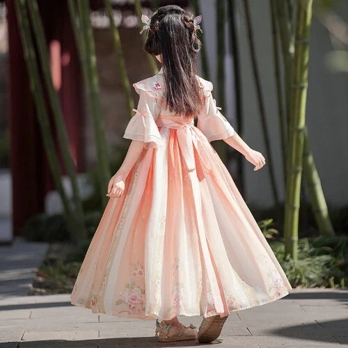 Hanfu Chinese Traditional Chiffon Dress for Girls Hanfu Flower Skirt Dress - Image 2 of 4
