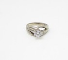 925 Sterling Silver  Vintage Cubic Zirconia Solitaire Band Ring Sz 8  RG3266 — photo 2