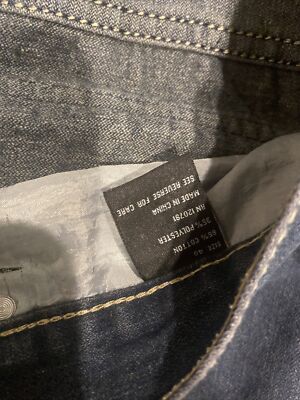 m② True Rock Jeans Mens 36x30 Straight Leg Destroyed Blue Denim