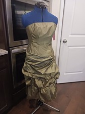 Mori Lee Olive Green Strapless Cocktail Dress 3/4 Small