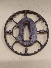 Japanese Antique Tsuba of Katana Samurai Sword Guard Iron Rare Design 73-B28