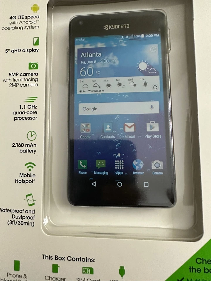 Kyocera Hydro VIEW 4G LTE 8gb android CRICKET WIRELESS Black cellphone  C6742 - Image 2 of 2
