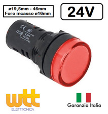 Segnalatore indicatore spia luminosa a LED ROSSA 24V da pannello