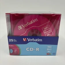 25Pack Verbatim Music CD-R 52x - 700MB - 80 Min - Colorful Box- NEW
