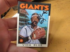 autograph card Topps 770 1986 vida blue