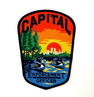 Embroidered Patch - Capital Enforcement Officer - Ducks - Lake - Sunset Skyline 