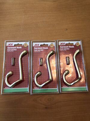 Ace Hardware Set Of Bright Brass Garment Hooks NEW