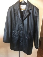 Modern Essentials Black Leather Button Front Lined Insulated Men's Jacket Size S