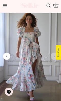 chinese dress ladies Selkie Women's Autumnal Florals Bias-Cut Silk Charmeuse Slip Dress, Size 4X