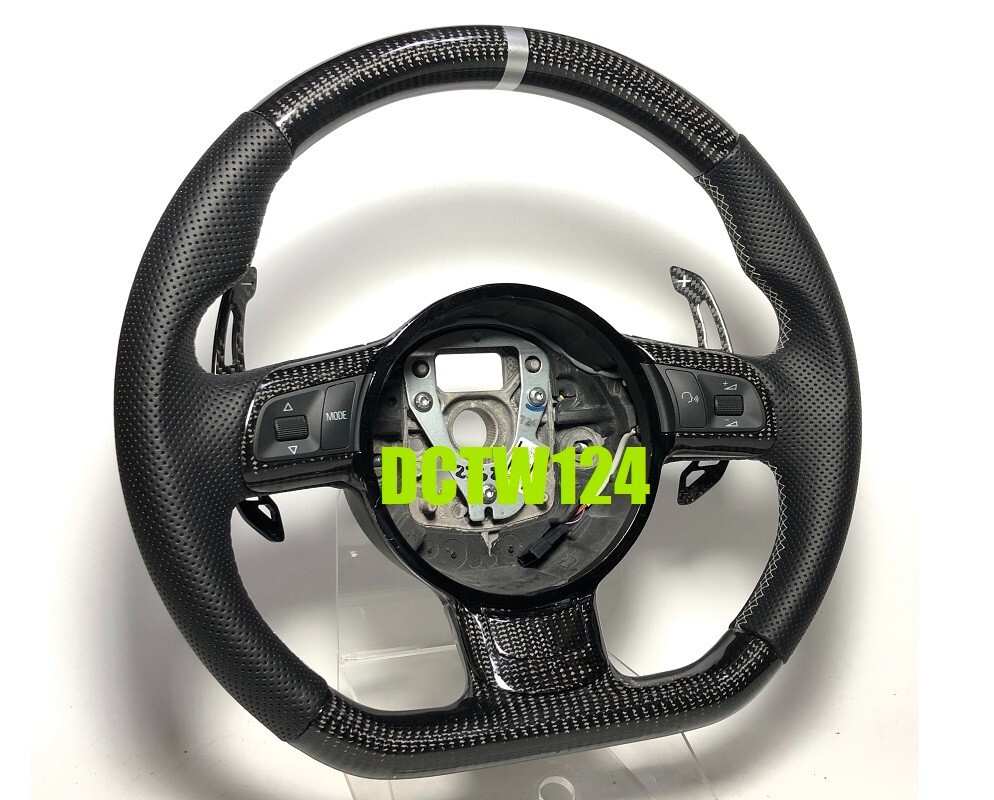Carbon steering wheel Audi R8 MK1 trim paddle silver ring stitching V10 R8GT V8