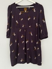 Women’s Joules Wickmere Dress Size 14 Purple Birds Excellent Condition