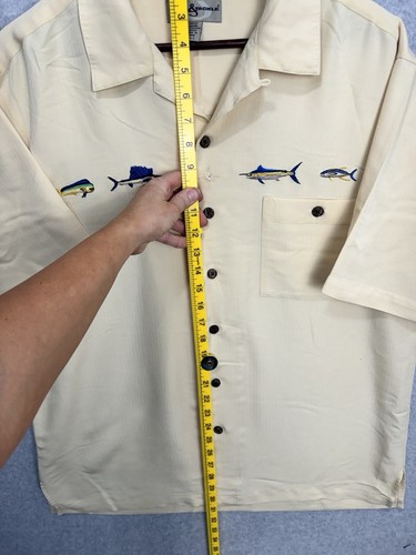 VTG Hook & Tackle Yellow Button Up Shirt Large Limited Edition Saltwater Fish - Picture 9 of 13