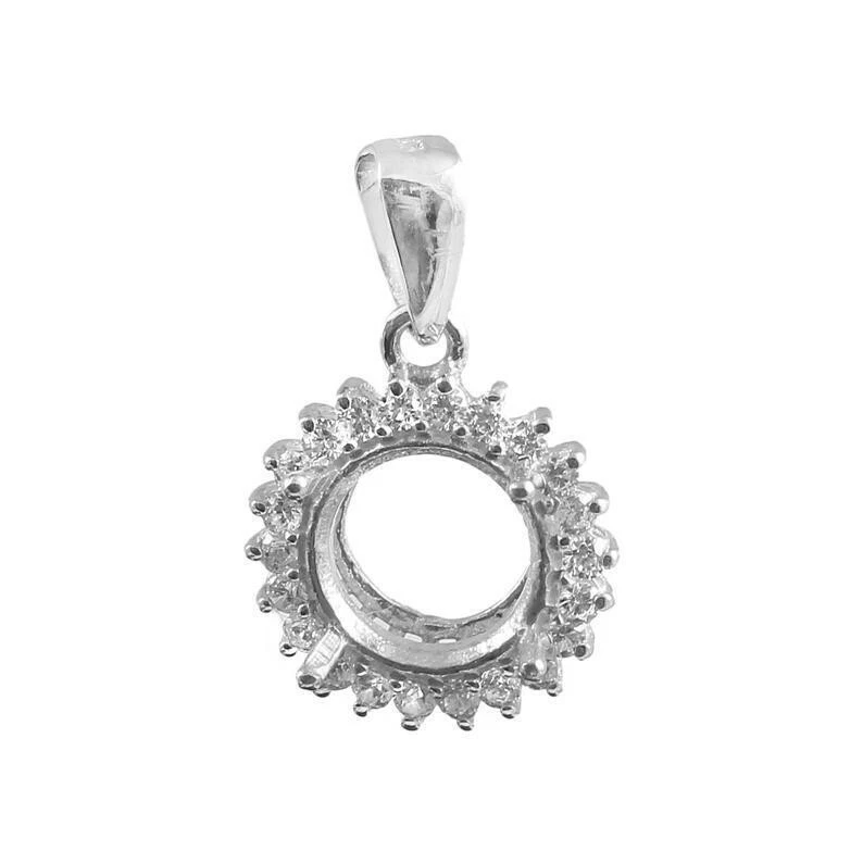 Sterling Silver Pendant 8-20 mm Round Semi Mount Pendant Setting CZ Setting - Image 4 of 4