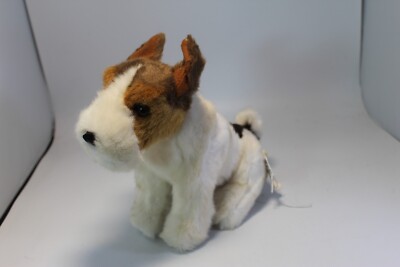 Vintage Aux Nations Plush Tricolor Fox Terrier Stuffed Dog 10'' Tall Puppy France