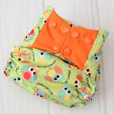 One Size Cloth Diaper Cover, Green Owls, Waterproof Baby Diaper AI2