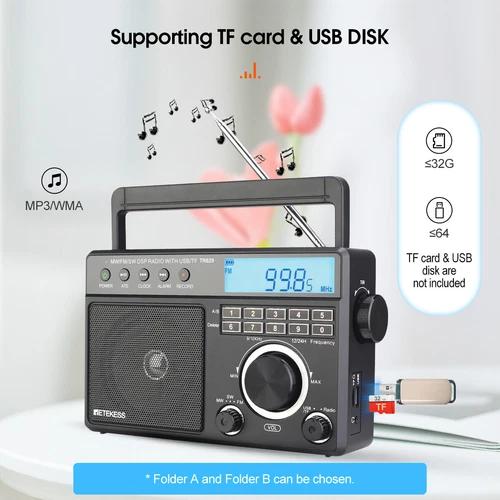 Retekess TR629 Портативный цифровой FM/AM/SW радиоприемник с большим динамиком и часами в подарок — Изображение 4 из 12