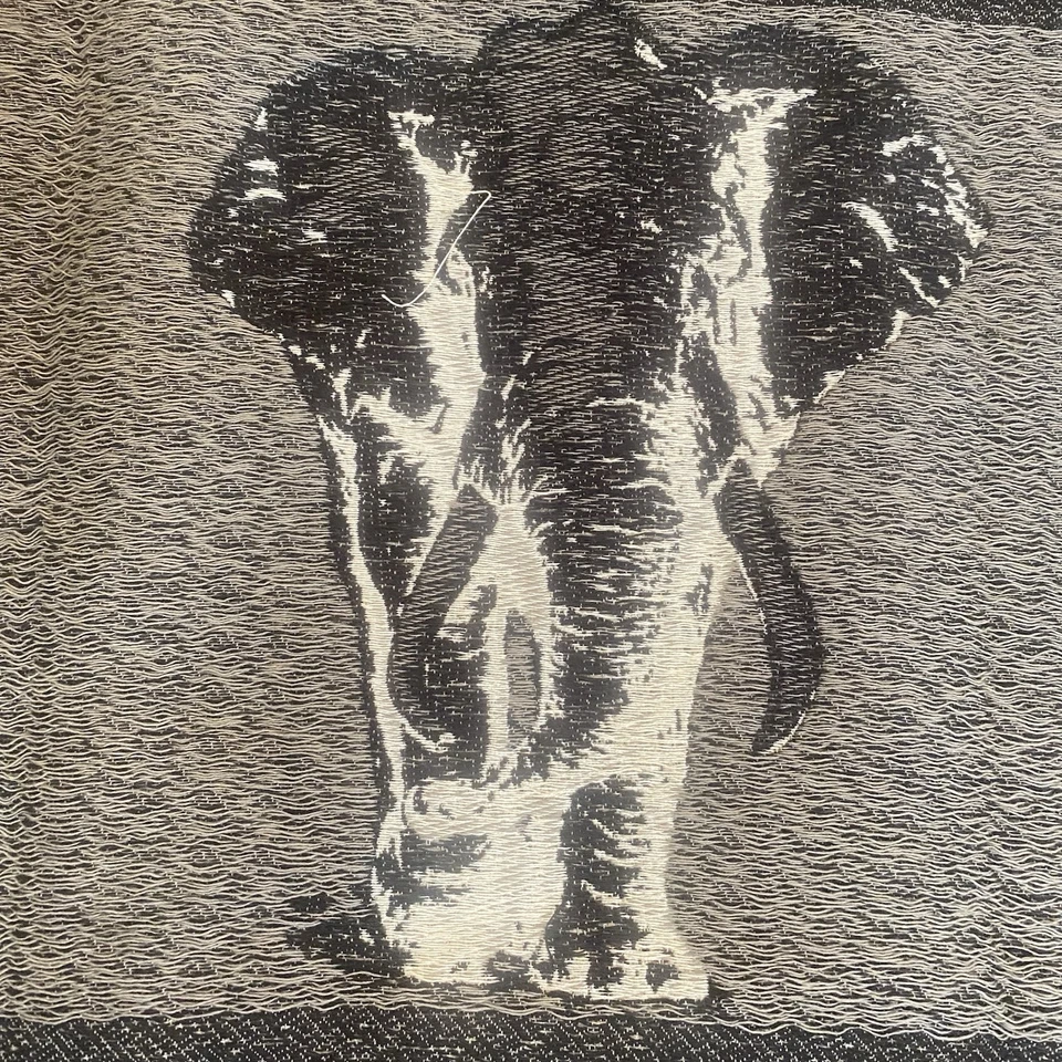 Square by design Elephant Woven Fabric Panel Embroidered Tapestry. New. Tan - Image 4 of 4