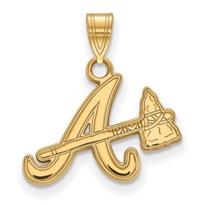 Gold Plated Sterling Silver Mlb Logoart Atlanta Braves Small Pendant