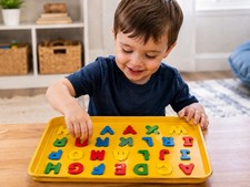 Melissa Doug Wooden Magnetic Alphabet Letters w/ Yellow Metal Tray