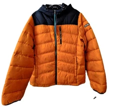 Nautica Poly Hooded Regular Fit Puffer Jacket Mens Sz Large Hunt Orange NWT $175