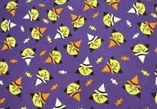 Halloween Cotton Fabric Witches Candy Prpl QS by the yard