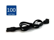Lot of 100 Mixed Length AC 2-Prong Power Cord Cables for TV, Printer, & Desktops