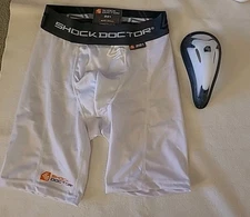 Shock Doctor 221 Adult S Core Compression Shorts with Athletic Cup White