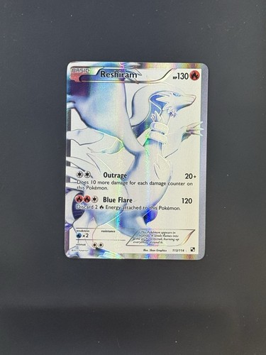 NM Reshiram 113/114 Black & White Base Full Art Holo Pokemon Card 2011