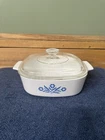 Vintage Corning Ware Blue Cornflower 2 QT A-2-B Casserole Dish w A-2-C Pyrex Lid