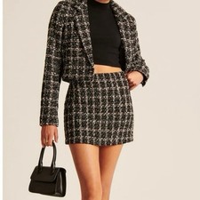 Abercrombie Fitch Black Tweed Mini Skort Size Small NWT Corpcore Preppy