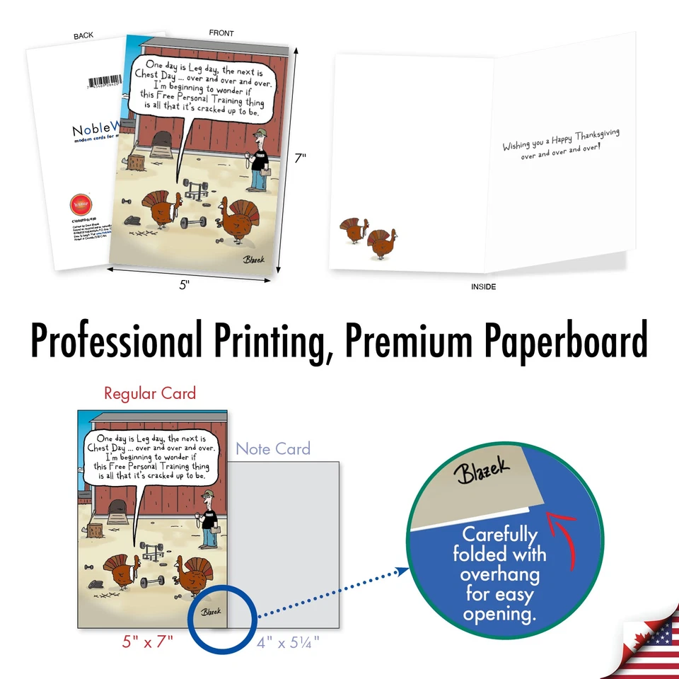 Juego surtido de 10 divertidas tarjetas de felicitación de Acción de Gracias con sobres - Turkey Toons Foto 2 de 4