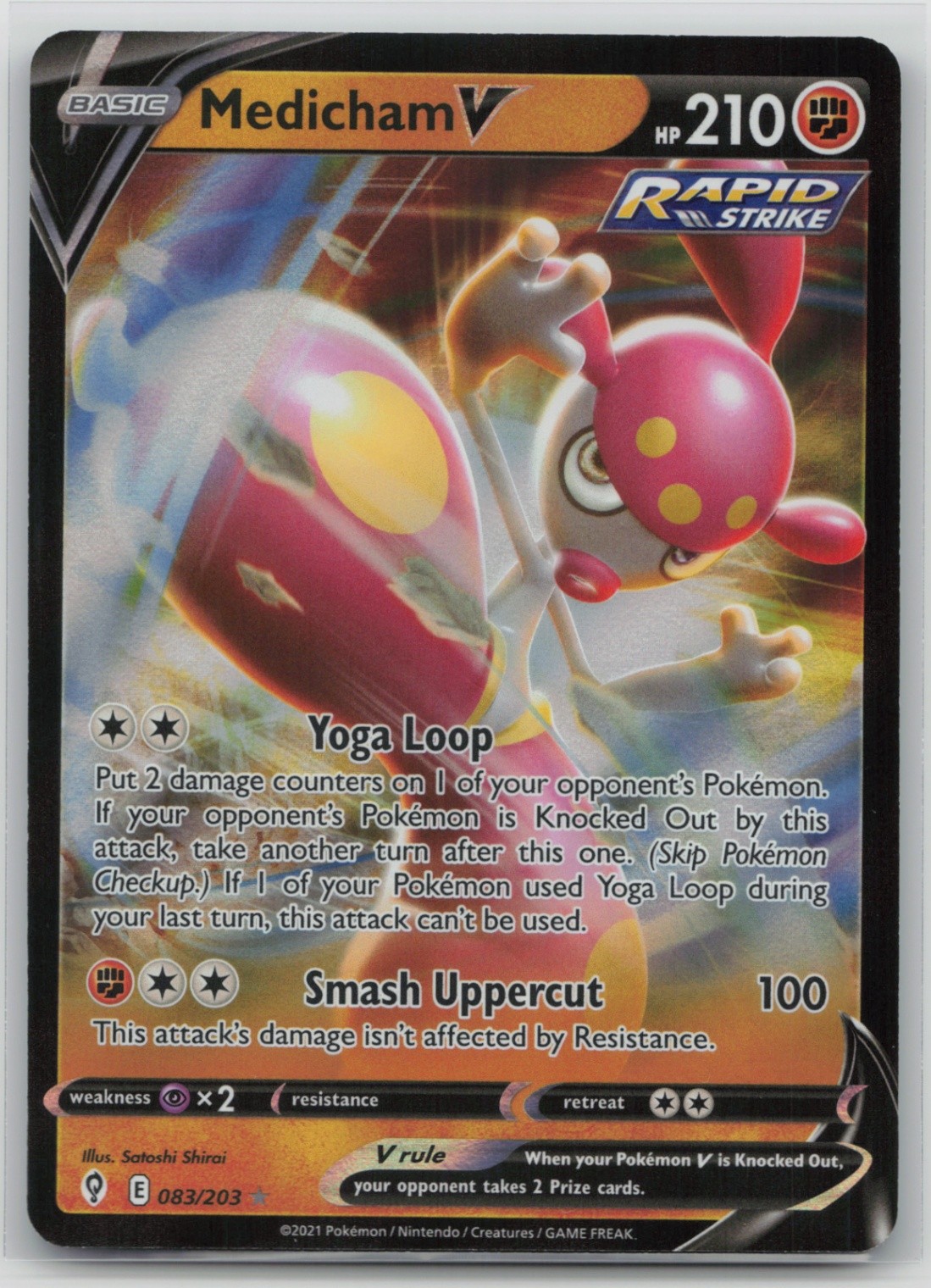 Pokemon Card Medicham V Ultra Rare SWSH07: Evolving Skies 083/203 NM