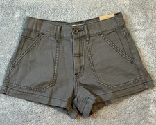 NWT PacSun Juniors Mid Rise Cargo Shorts 23 Fitted Waist Stretch Gray