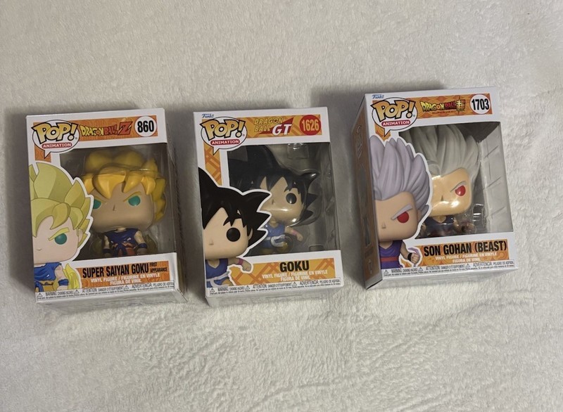 Funko Pop Dragon Ball Lot of 3 Goku Super Saiyan Goku Son Gohan Beast GT DBZ