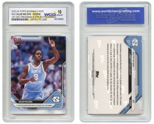 2025-26 Topps Bowman CALEB WILSON 1st UNC Freshman ROOKIE Card #42- GEM MINT 10