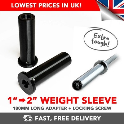 2 Stück Olympia Langhantel Adapter Hülse Konverter Endkappe 1'' -2'' Stange - 180 mm