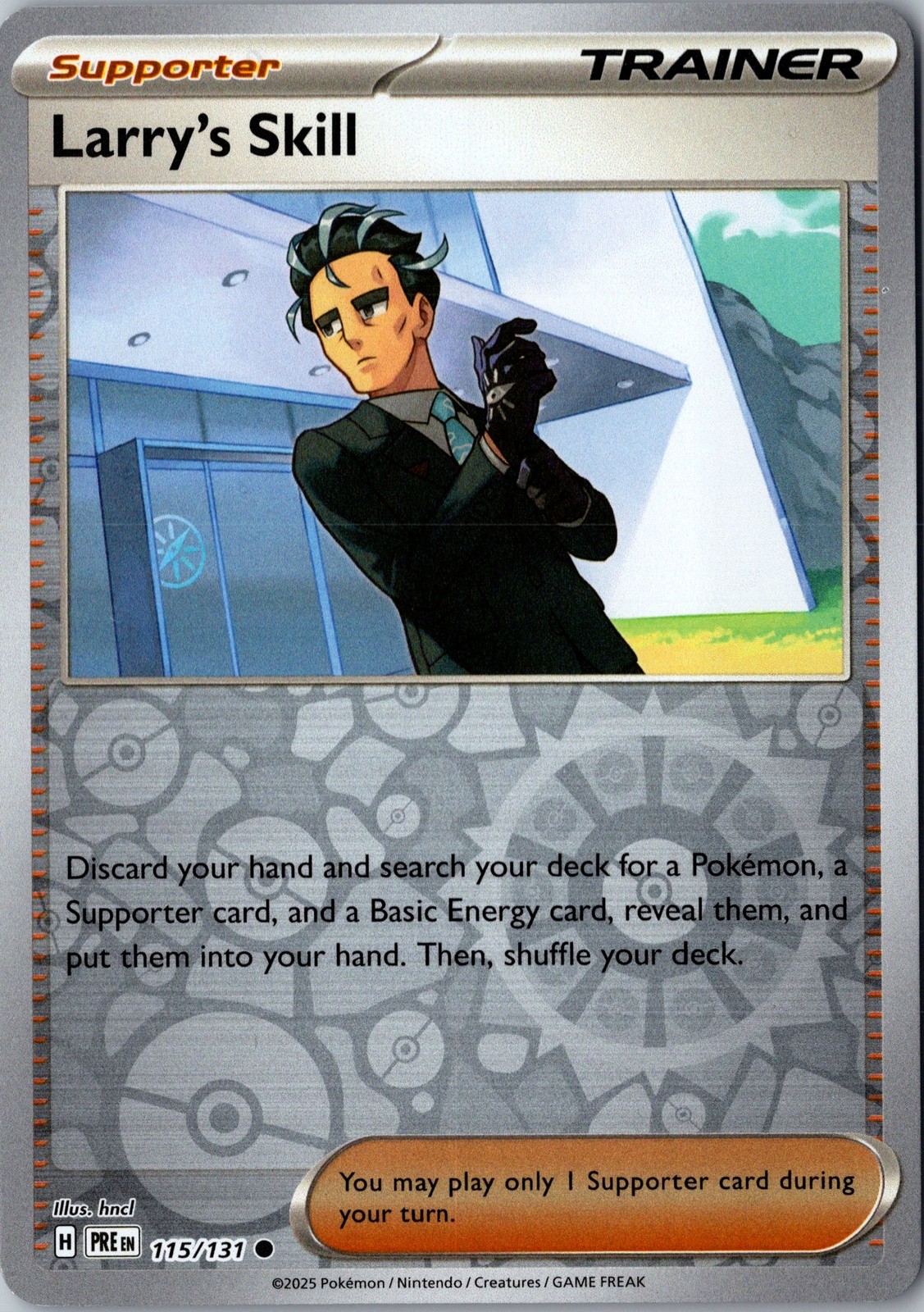 Larry's Skill - Reverse Holo Common SV: Prismatic Evolutions 115/131 NM