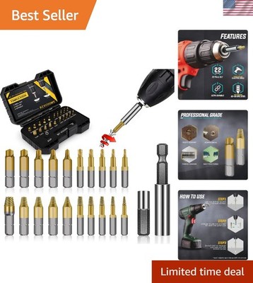 Multi-Size 22 Piece Titanium Screw Extractor Set - Essential Holiday Gift