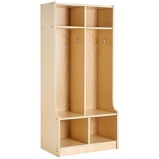 2-Section Coat Locker w/4 Hooks  Anti-Tip Kit, Wooden Cubby Organizer