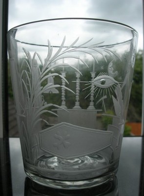 Antiker - großer georgischer ''Freimaurer'' Glasbecher - um 1800