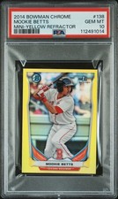 2014 BOWMAN CHROME MINI #138 MOOKIE BETTS MINI-YELLOW REFRACTOR /25. POP 4