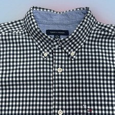 TOMMY HILFIGER Men s XL Blue White Checkered Dress Shirt
