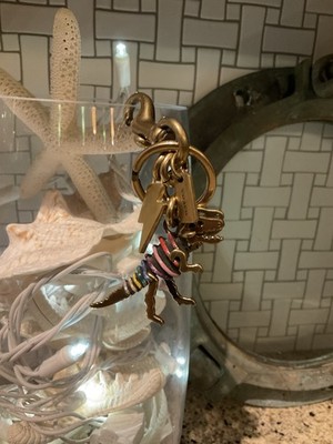 Coach 29586 Rexy Bag Charm Key Fob Ring Gold Rainbow Glitter