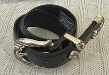 VINTAGE  Brighton Women  s Womens Black Croc Belt S 24503 Silvertone Buckle