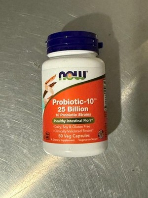 NOW FOODS Probiotic-10 25 Billion 10 Probiotic Strains 50 Veg Caps BB 10/25 3pk