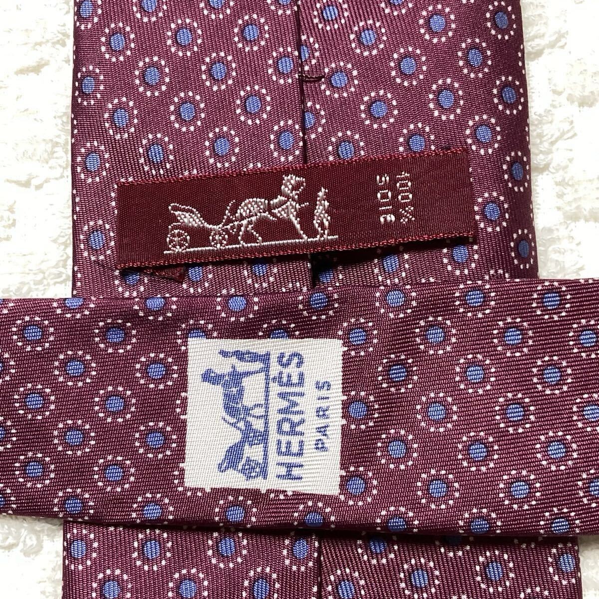 Condition HERMES Tie Small Pattern Circle Dots Al… - image 7