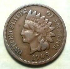 1909 Indian Head Cent VF+ CH VERY FINE Brown Semi-KEY 14ML FuLL LIBERTY 2+ Diam!